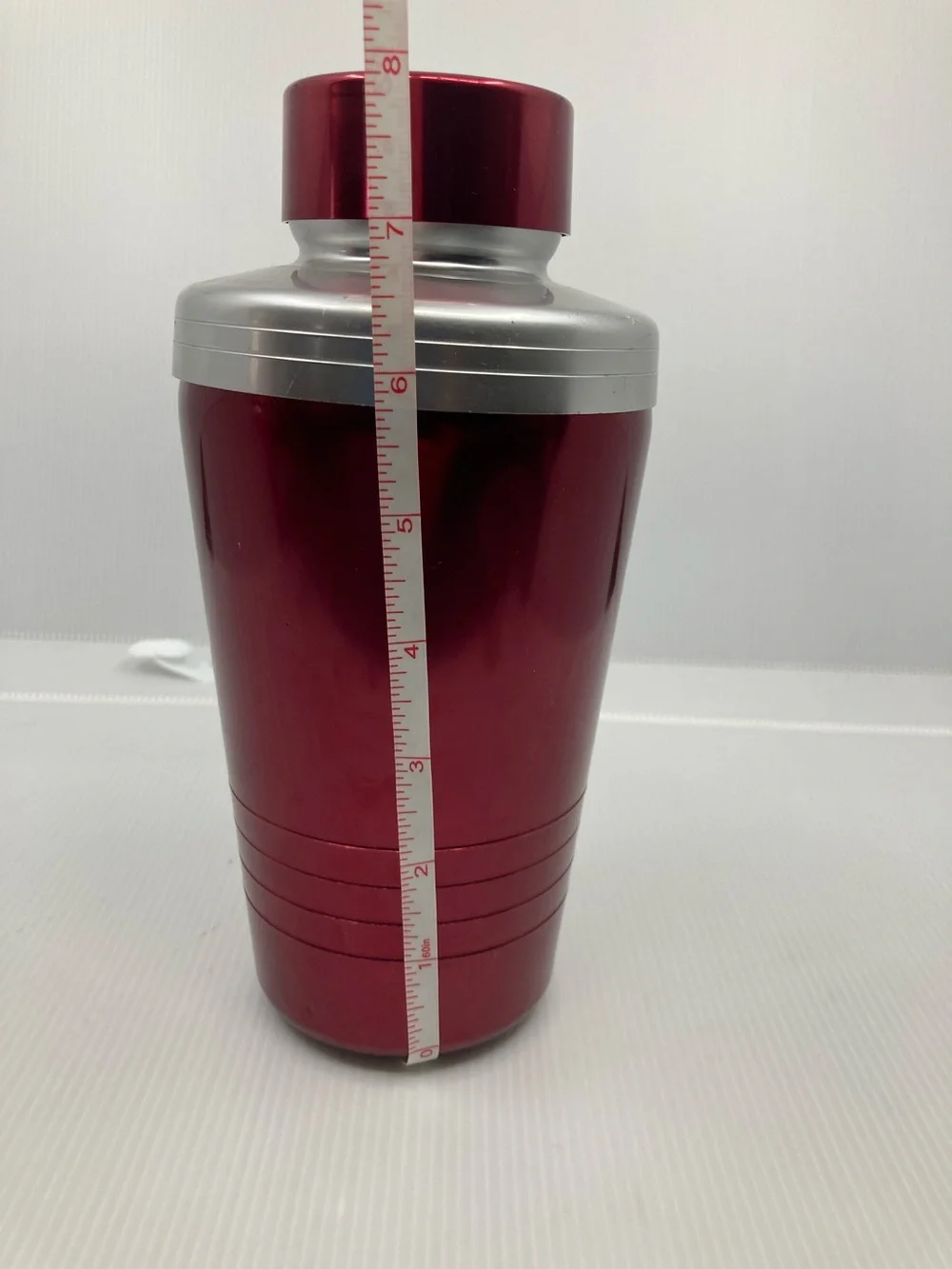 Vintage Mid-Century Red Anodized Aluminum Cocktail Shaker Retro Atomic Barware